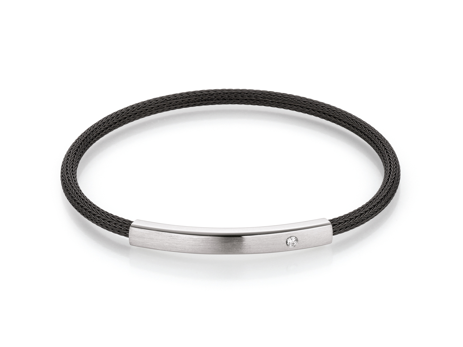 Jörg Heinz Infinity Men´s Flex-Armband "Solitär" Platin 950 / Stahl mit 1 Brillant