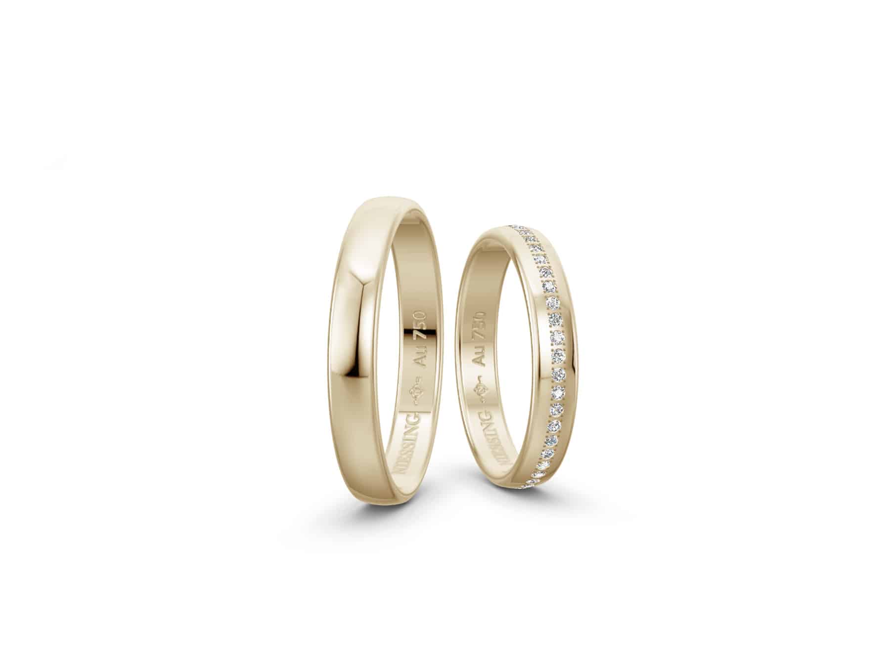 Niessing Trauringe Classic in sandgrauem Gold und Brillanten