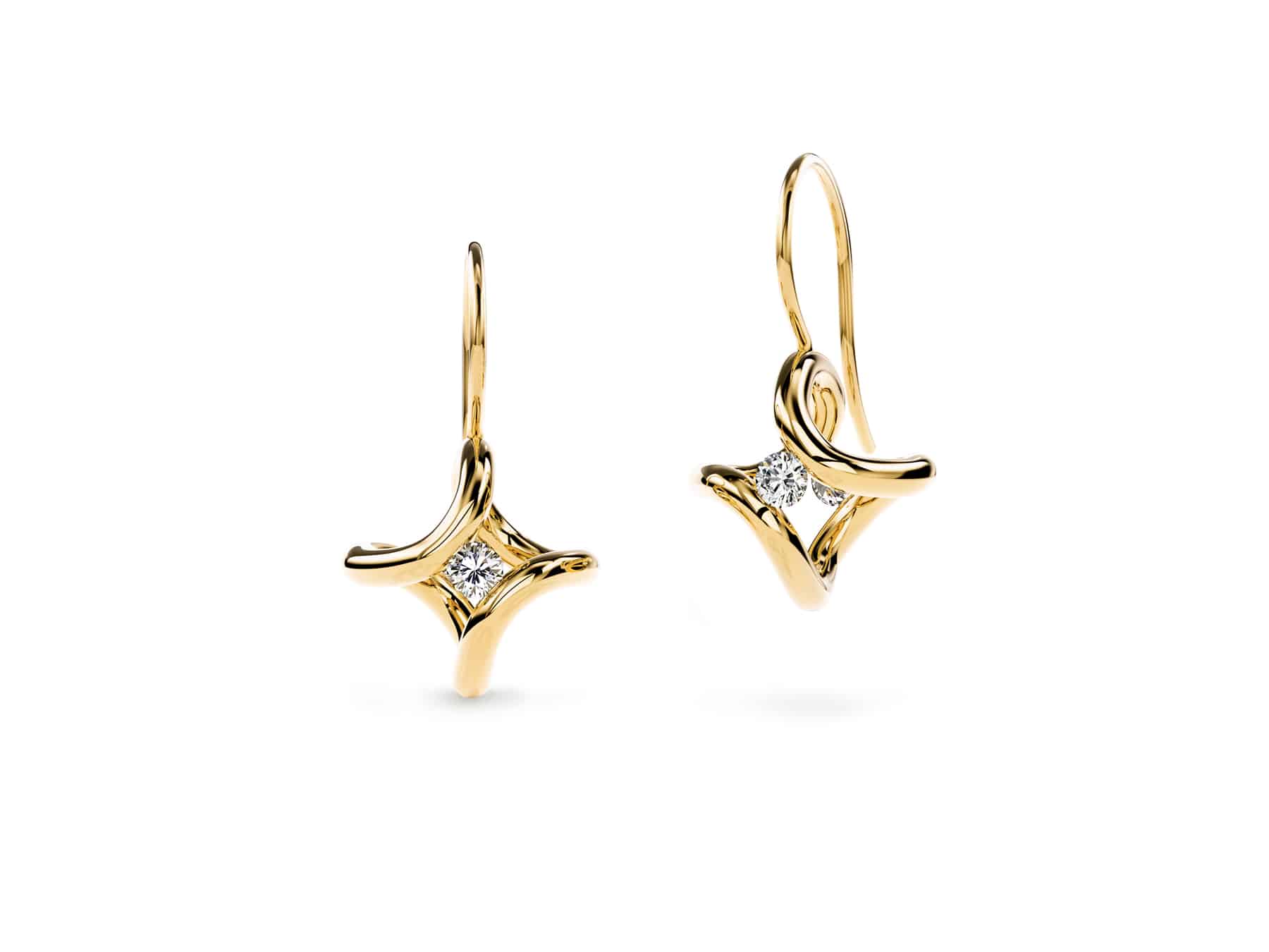 Niessing Ohrhänger Spannring Ära mit Brillantgröße 0,10ct in Gelbgold